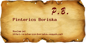 Pinterics Boriska névjegykártya